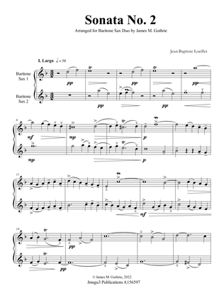 Book cover for Loeillet: Sonata No. 2 for Bari Sax Duo