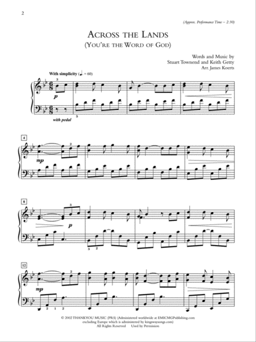 Getty and Townend Praise Classics Piano Solo scores gallery preview page 3