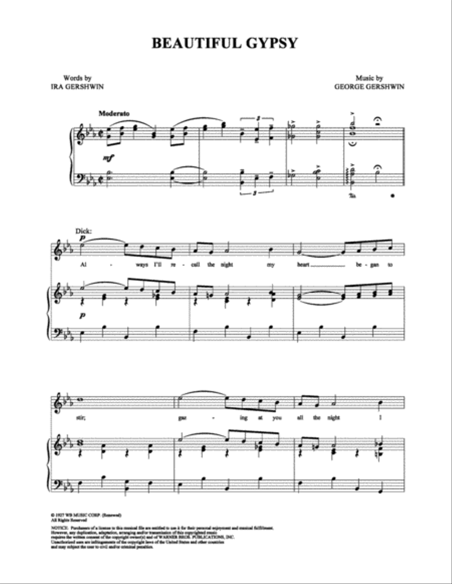 Beautiful Gypsy Beautiful Gypsy Piano, Vocal, Guitar scores gallery preview page 1