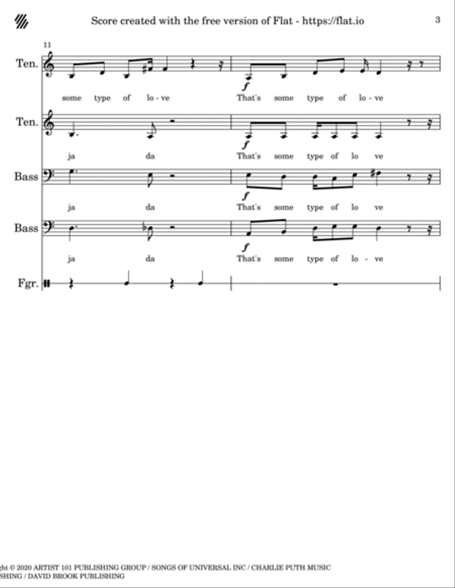 Some Type Of Love Some Type Of Love TTBB scores gallery preview page 3