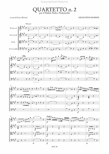 Quartet No. 2 in A Major for 2 Violins, Viola and Violoncello