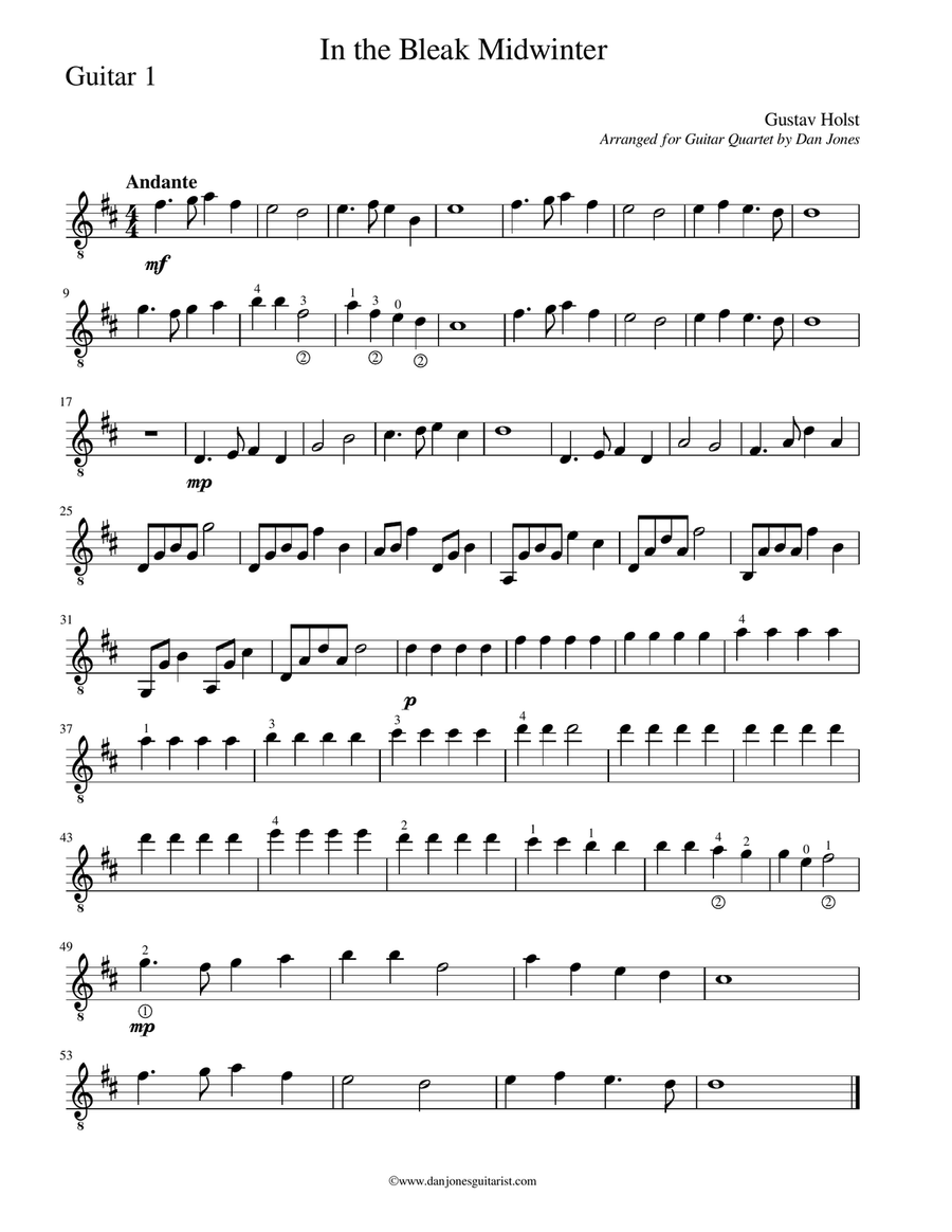 In the Bleak Midwinter Guitar Ensemble scores gallery preview page 5