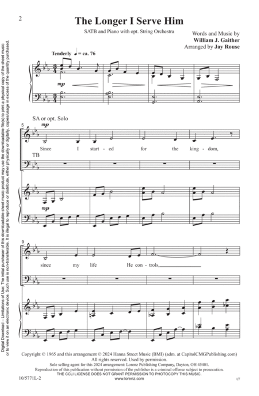 The Longer I Serve Him 4-Part scores gallery preview page 2