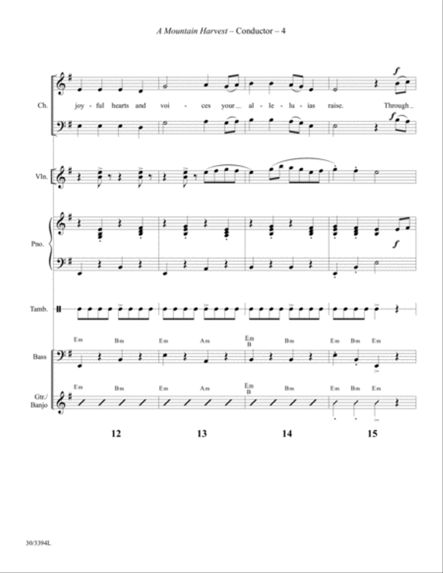 A Mountain Harvest - Instrumental Ensemble Score and Parts Choir scores gallery preview page 6