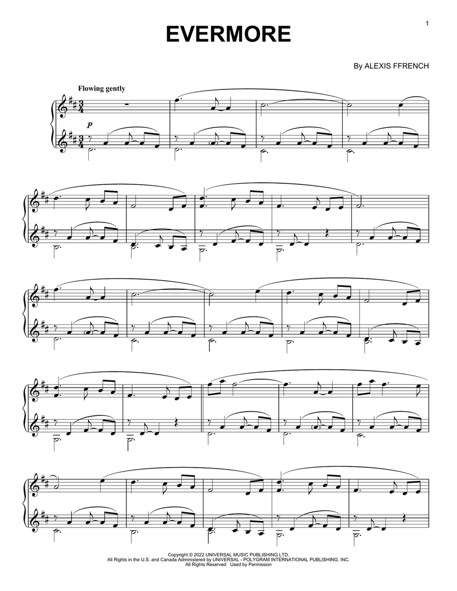 Evermore Piano Solo scores gallery preview page 1