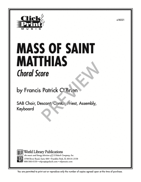 Mass of Saint Matthias - Choir Edition image number null