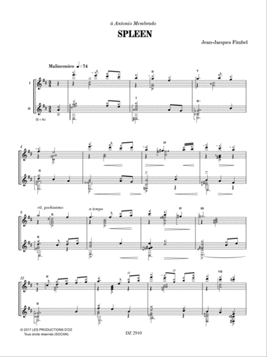 Spleen Classical Guitar scores gallery preview page 2
