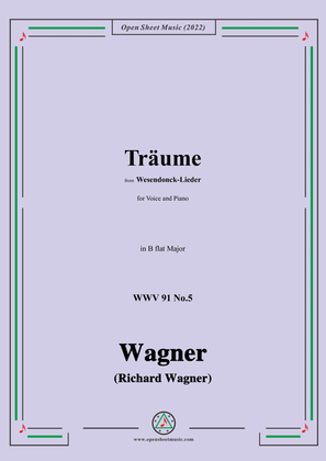 Book cover for R. Wagner-Träume,in B flat Major,WWV 91 No.5,from Wesendonck-Lieder