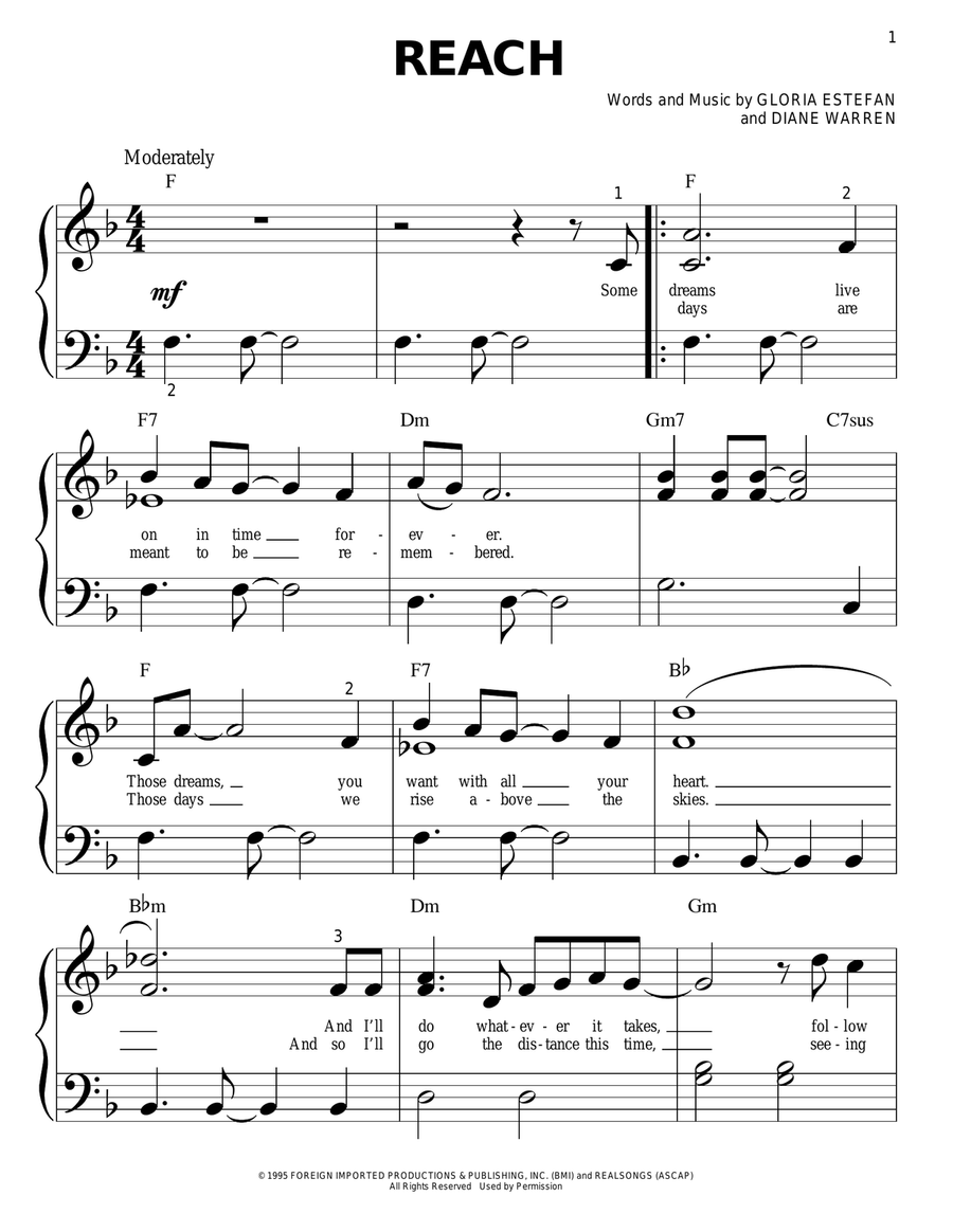 Reach Reach Easy Piano scores gallery preview page 1