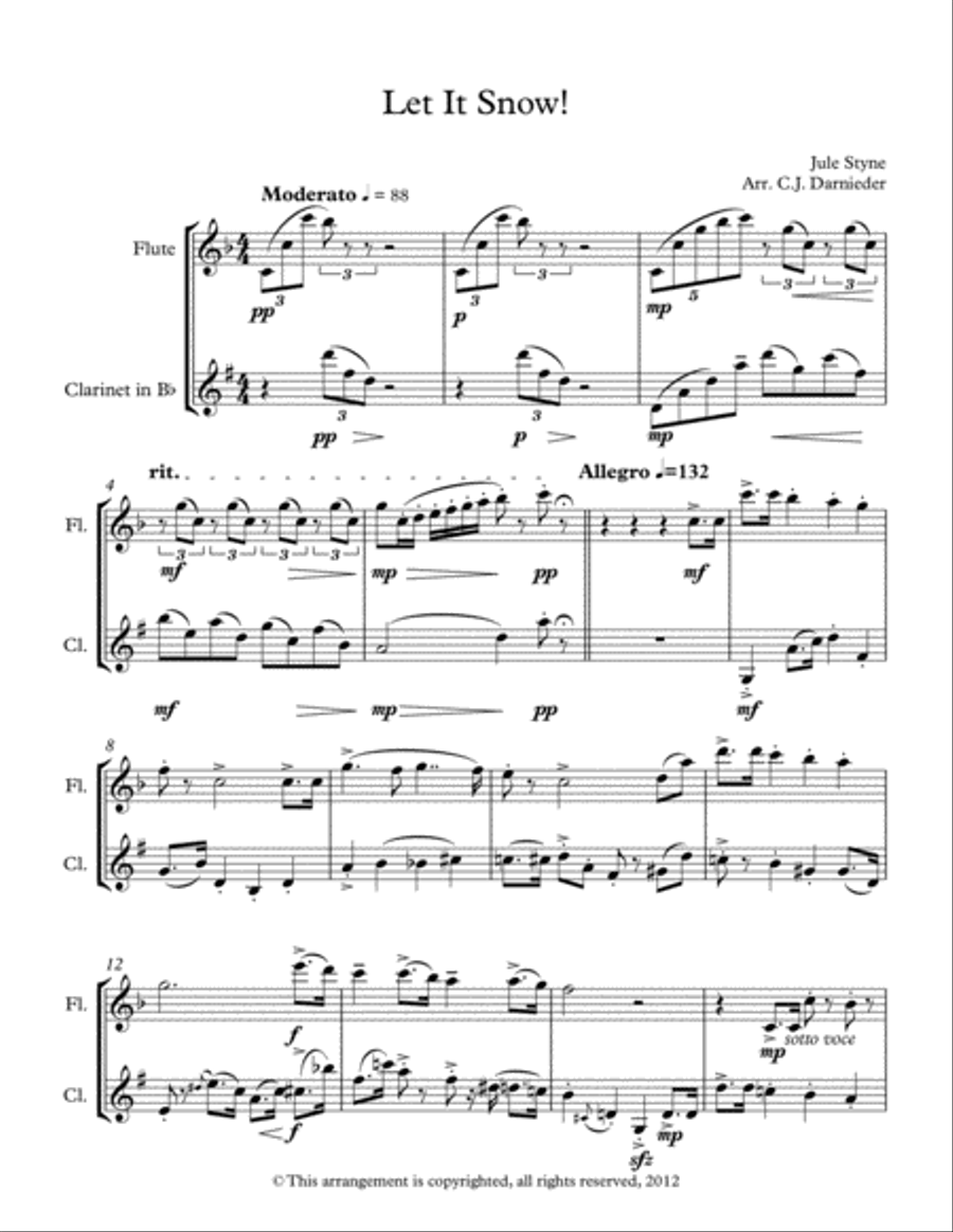 Let It Snow! Let It Snow! Woodwind Duet scores gallery preview page 1