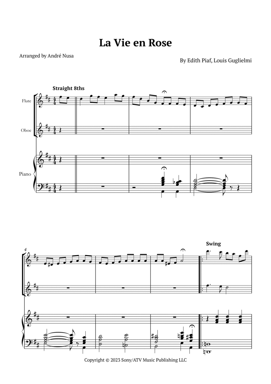 La Vie En Rose Woodwind Duet scores gallery preview page 1