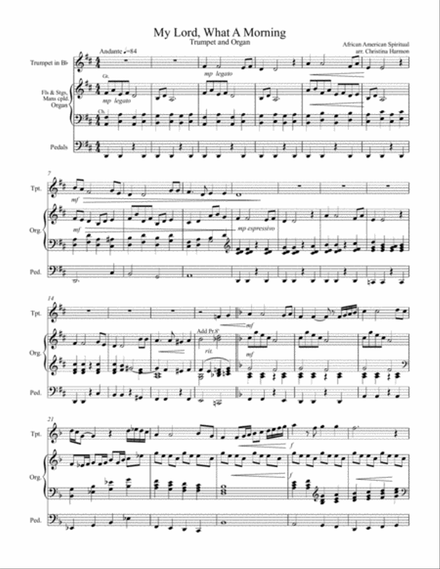 My Lord What A Morning - One Trumpet and Organ Trumpet Duet scores gallery preview page 2