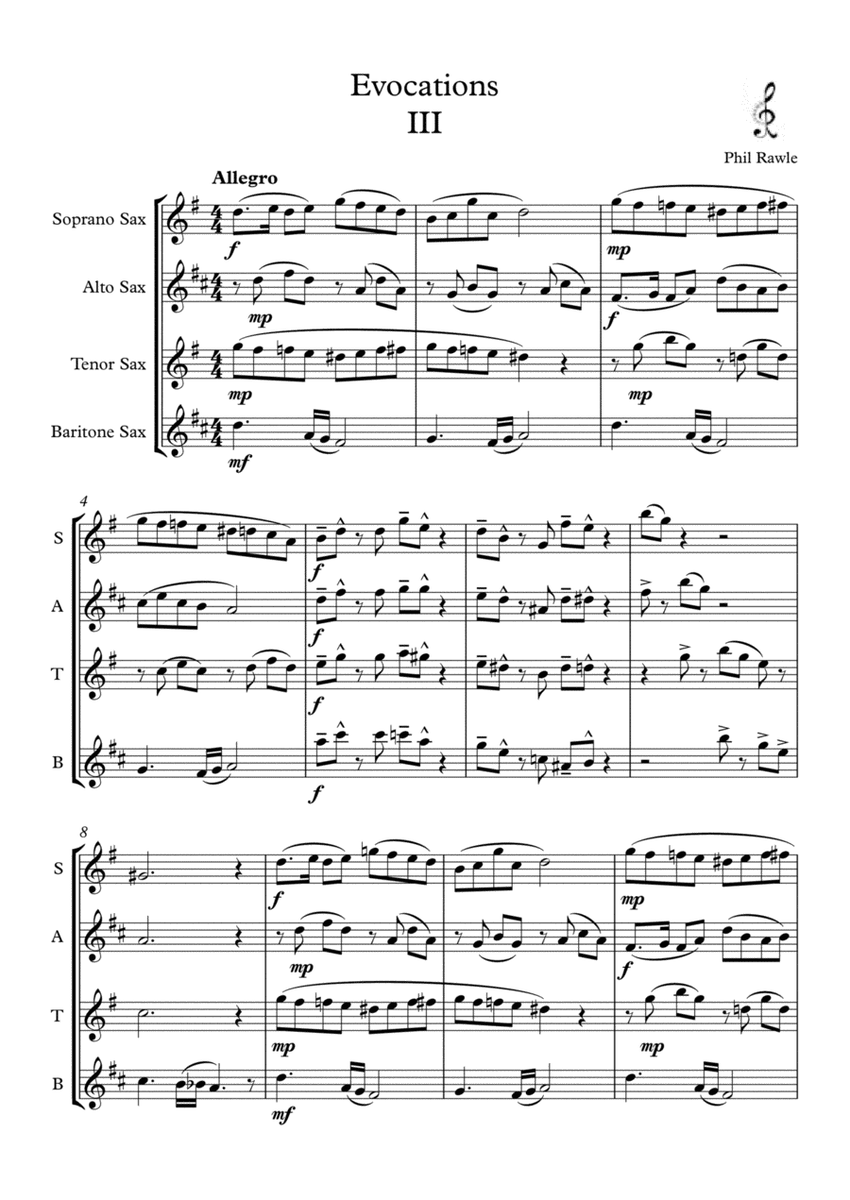 Evocations III - Saxophone Quartet (SATB) image number null