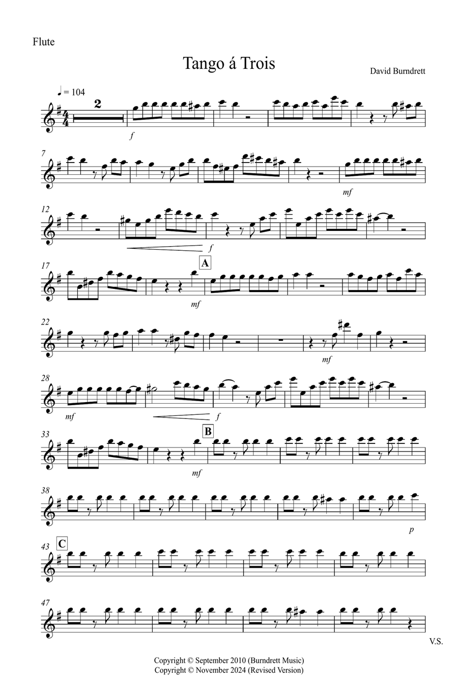 Tango a Trios for Flute, Horn and Cello Trio Small Ensemble scores gallery preview page 4