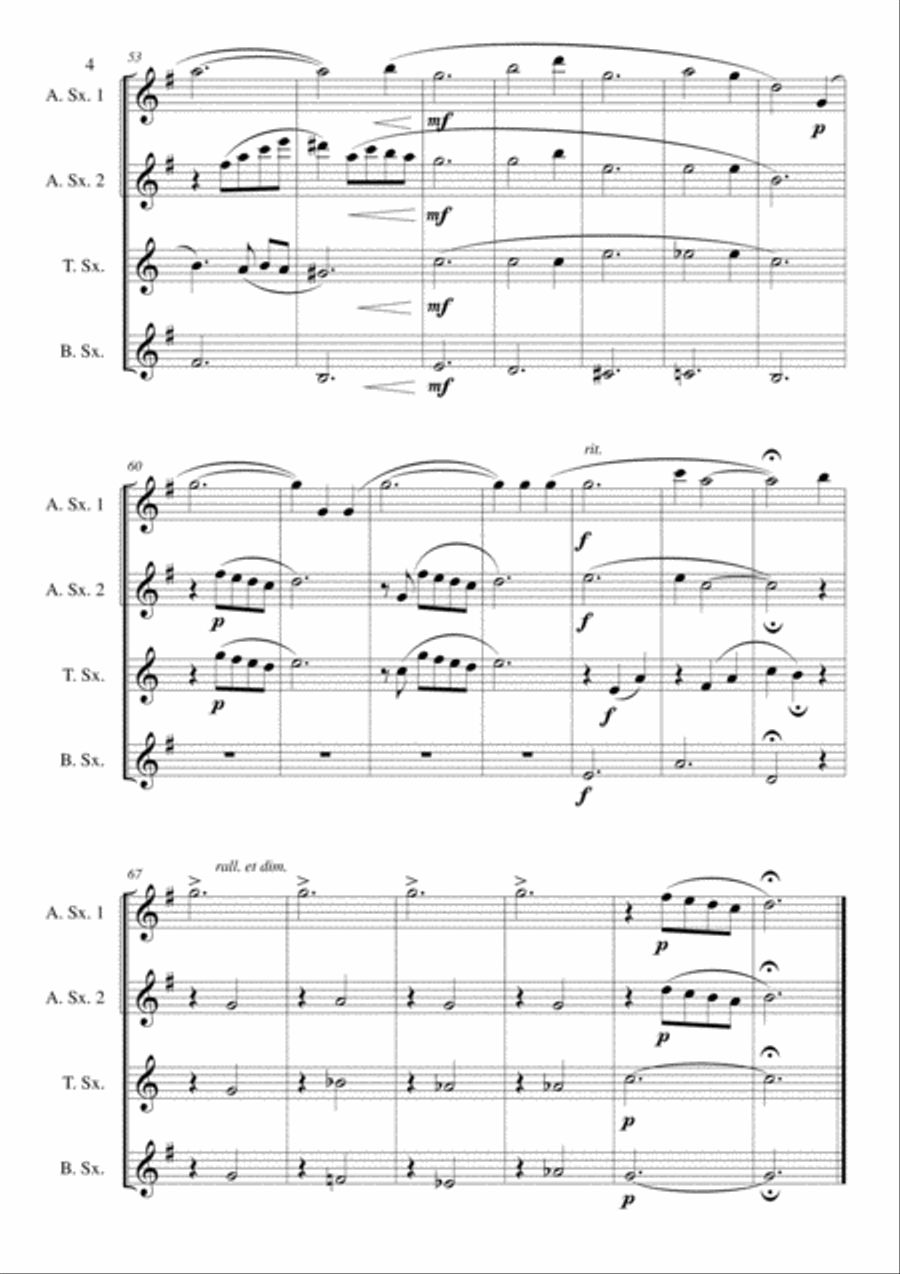 Moon River Moon River Saxophone Quartet scores gallery preview page 5