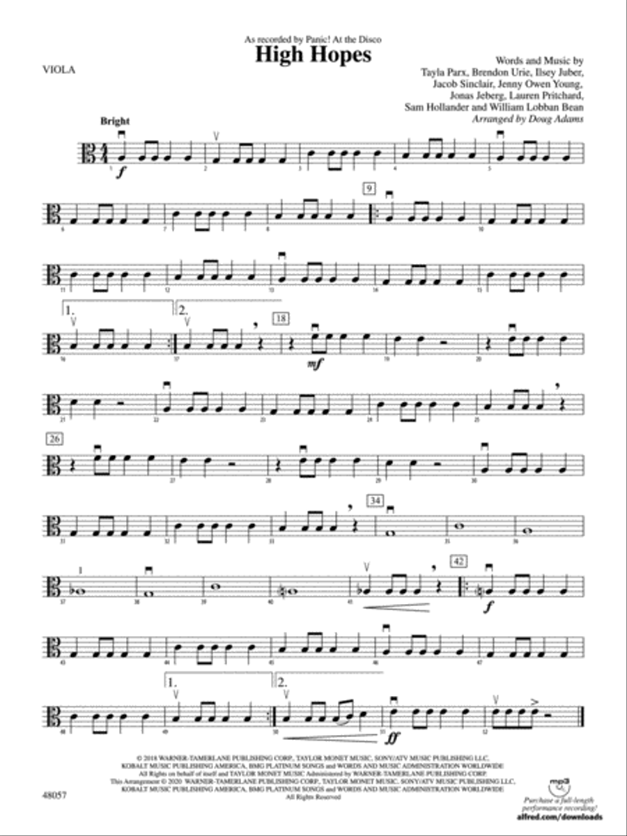 High Hopes: Viola String Orchestra scores gallery preview page 1