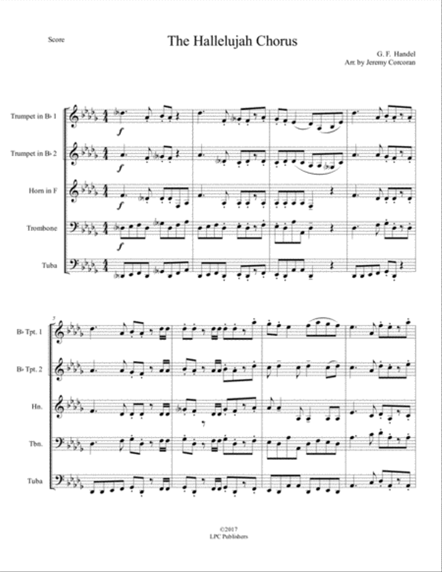The Hallelujah Chorus for Brass Quintet The Hallelujah Chorus for Brass Quintet Brass Quintet scores gallery preview page 2