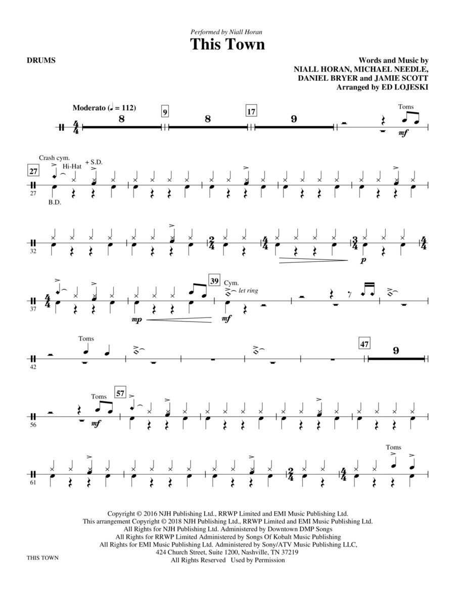 This Town - Drums Choir scores gallery preview page 1