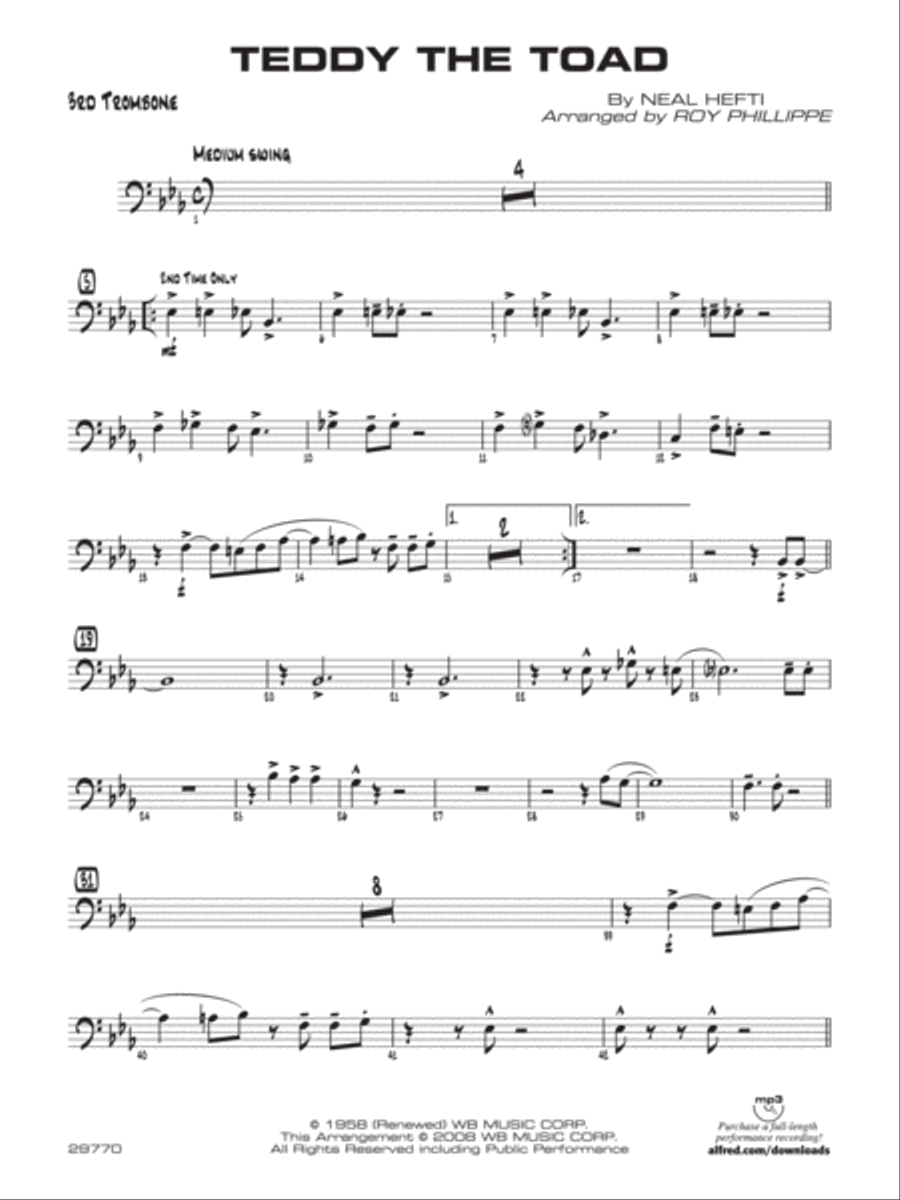 Teddy the Toad: 3rd Trombone Jazz Ensemble scores gallery preview page 1