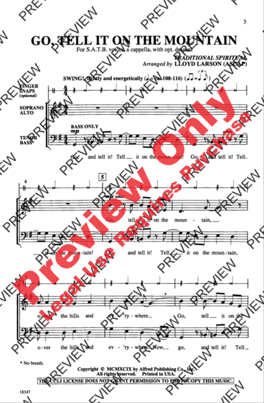 Go, Tell It on the Mountain 4-Part scores gallery preview page 3