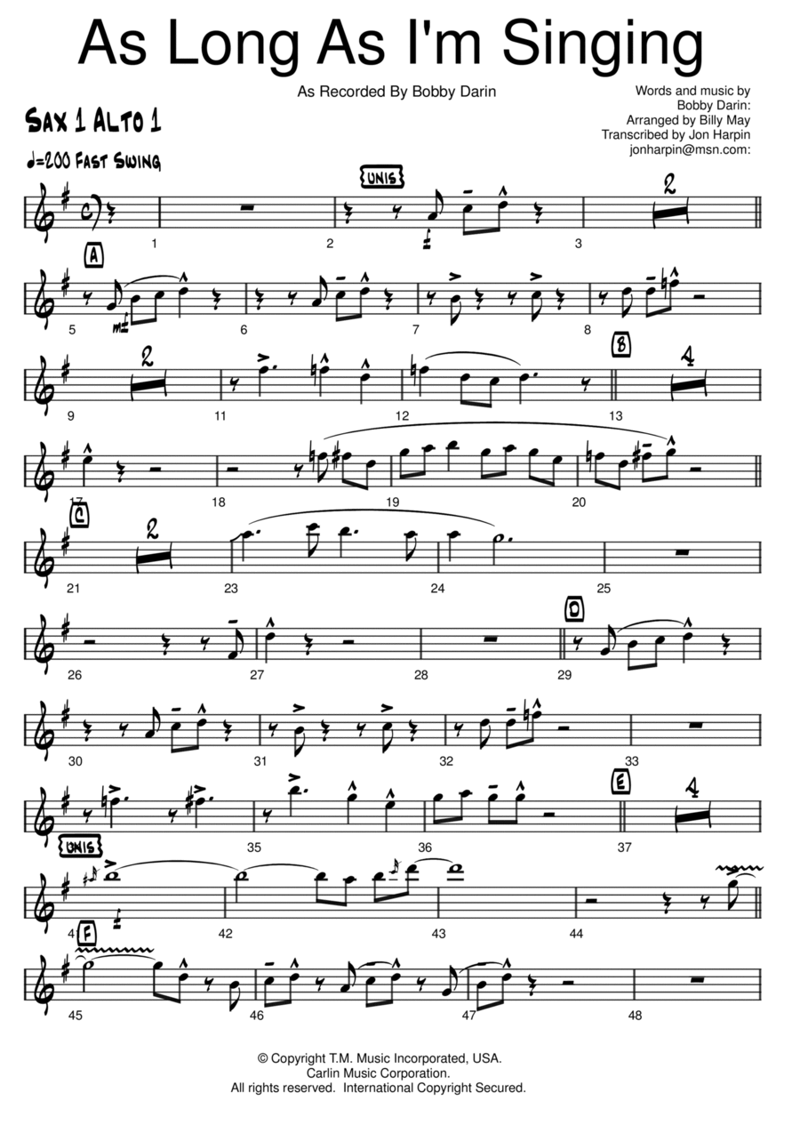 As Long As I'm Singing Jazz Ensemble scores gallery preview page 1