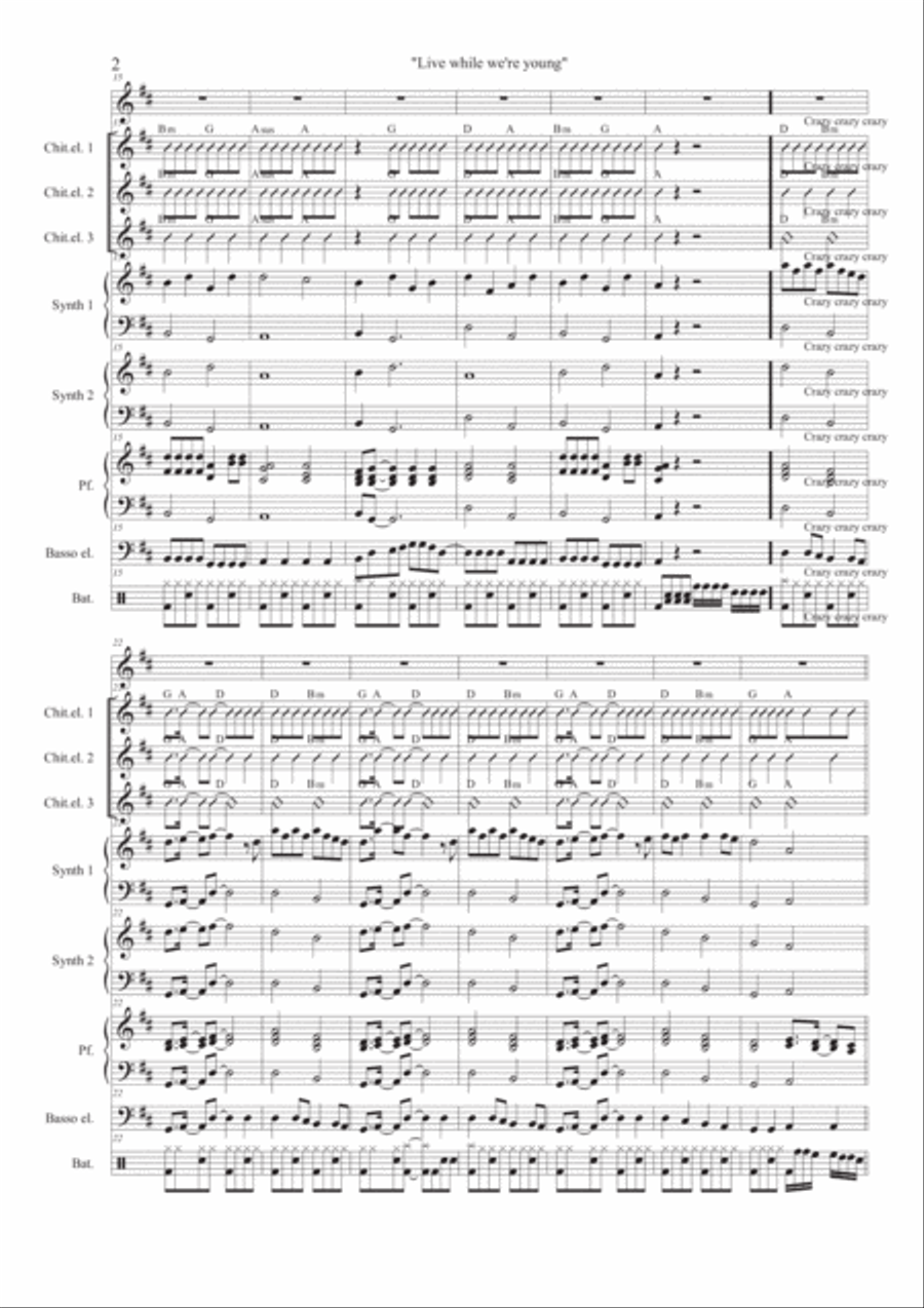 Live While We're Young Live While We're Young Small Ensemble scores gallery preview page 2