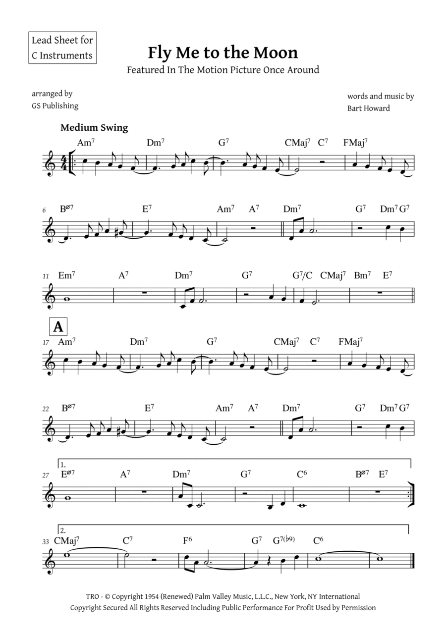 Fly Me To The Moon (in Other Words) Piano scores gallery preview page 1