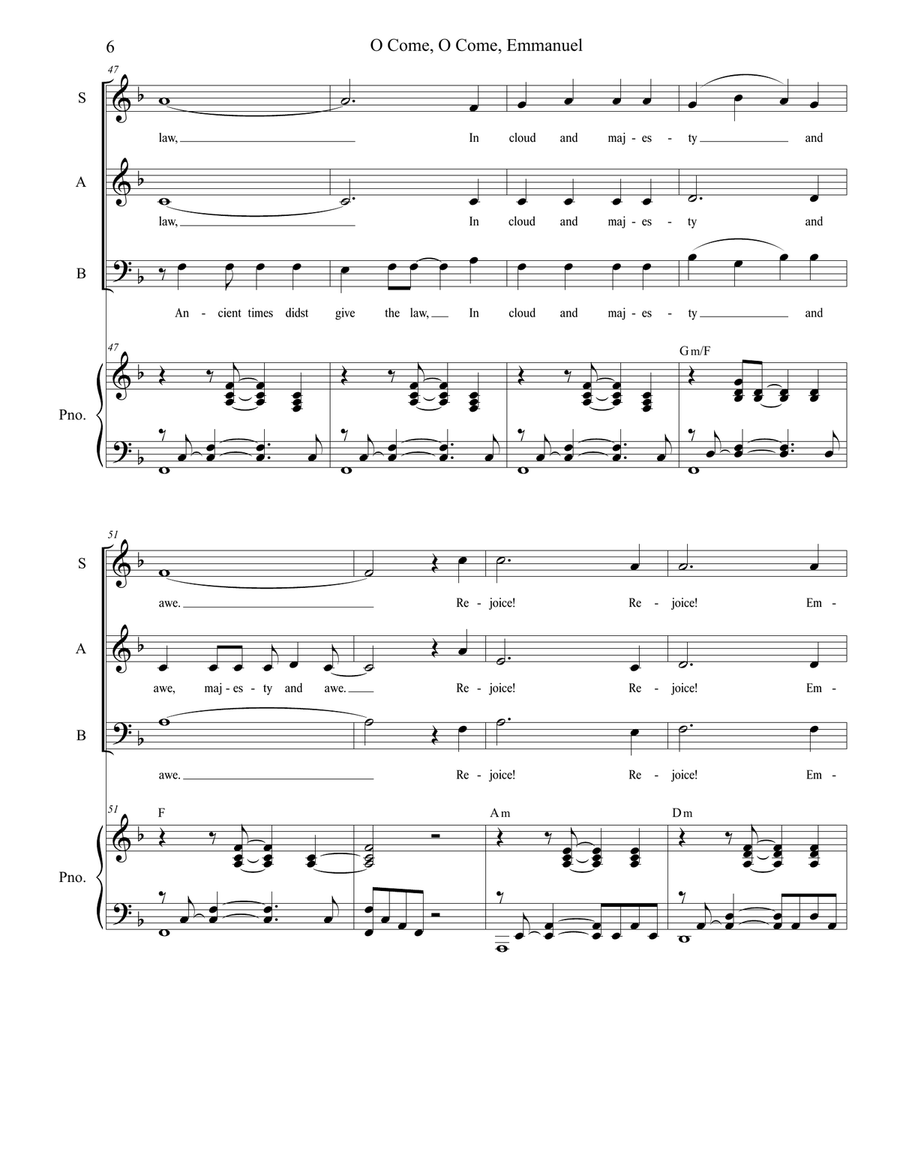 O Come, O Come, Emmanuel (SAB) 3-Part scores gallery preview page 6