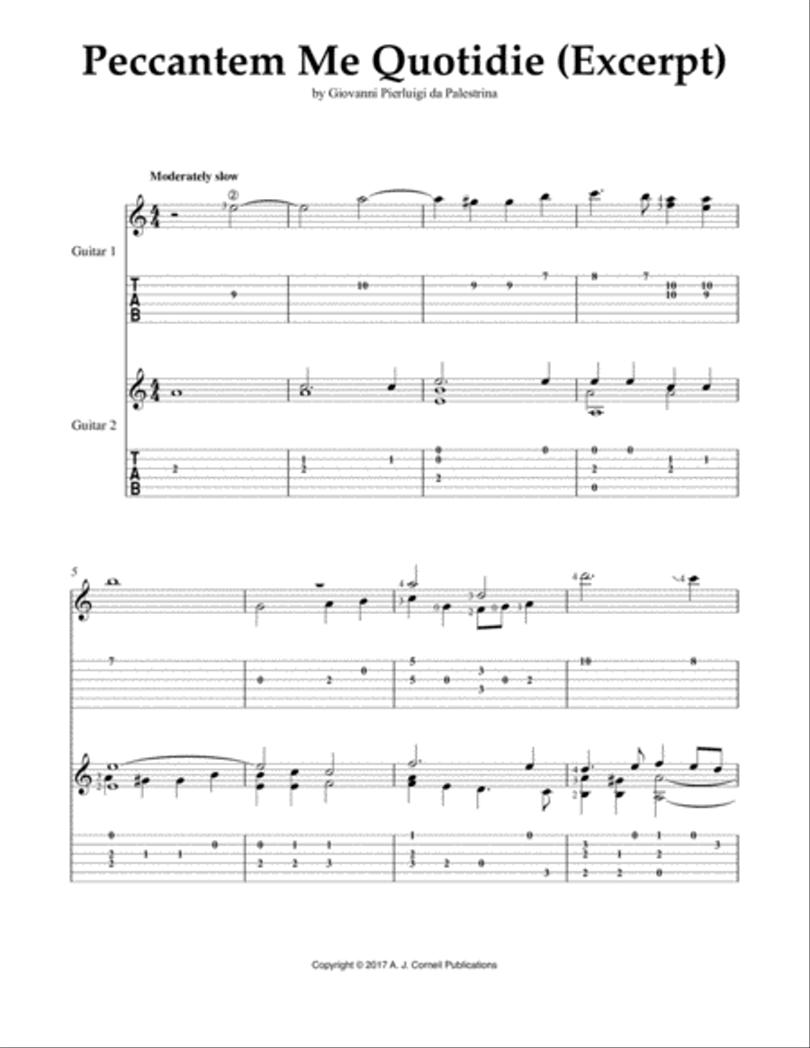 Peccantem me quotidie (Excerpt) Classical Guitar scores gallery preview page 1