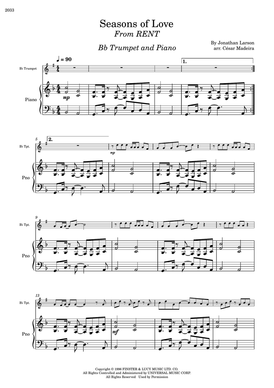 Seasons Of Love Seasons Of Love B-Flat Trumpet scores gallery preview page 2