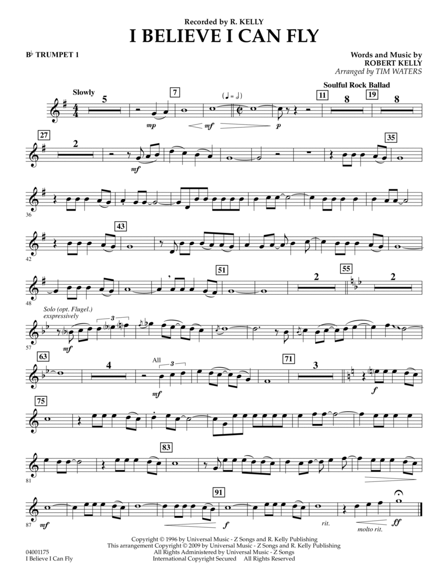 I Believe I Can Fly - Bb Trumpet 1 B-Flat Trumpet scores gallery preview page 1