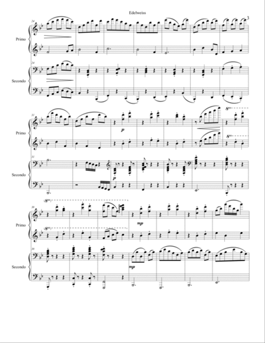 Edelweiss 2 Pianos, 4-Hands scores gallery preview page 3
