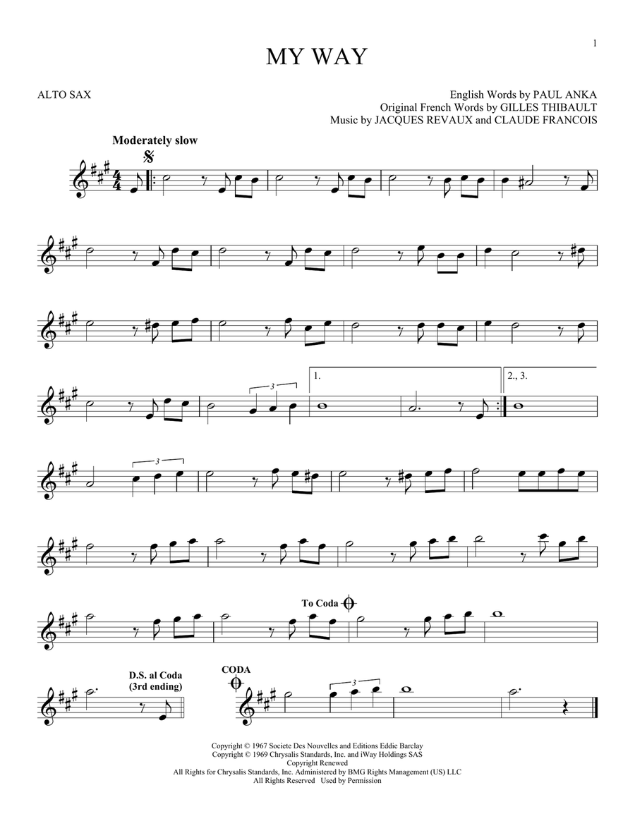My Way Alto Saxophone scores gallery preview page 1