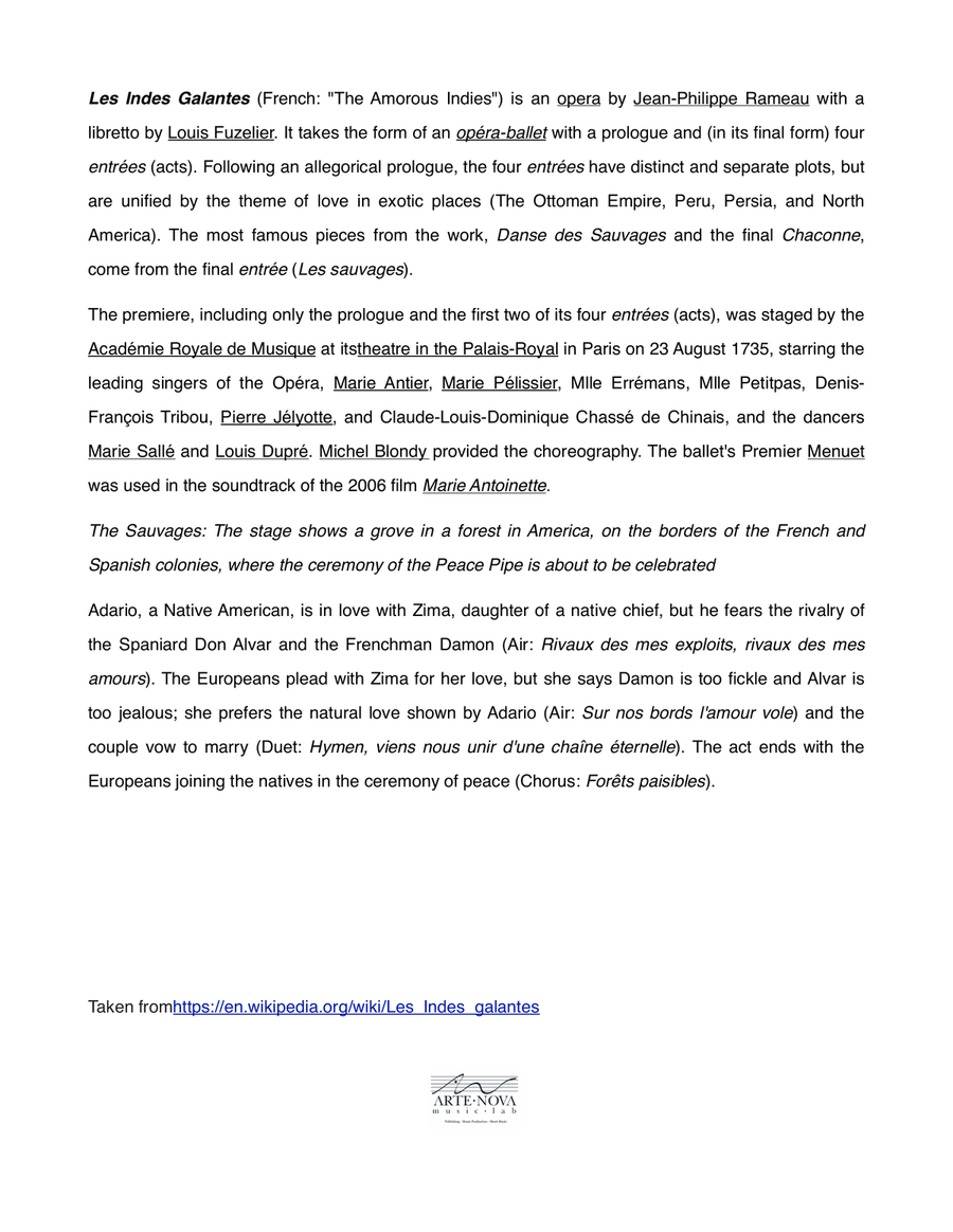 Les Indes Galantes - Les Sauvages String Quartet scores gallery preview page 2