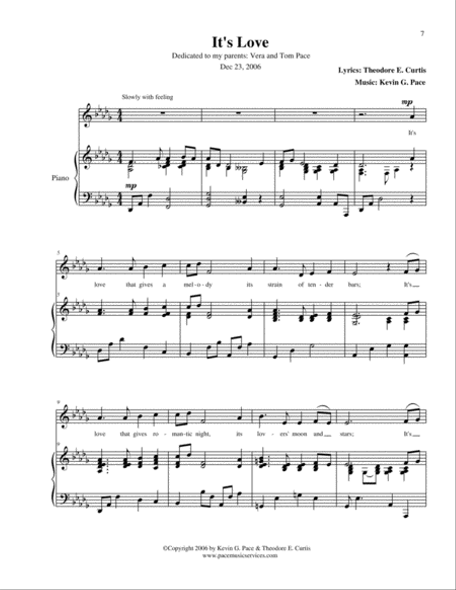 It's Love - original piano solo / song Piano Solo scores gallery preview page 2
