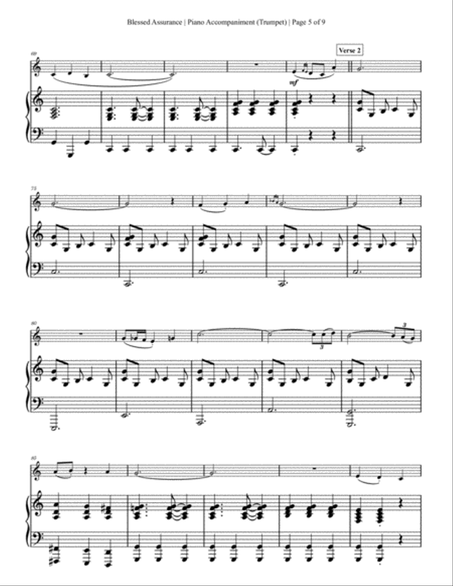 Blessed Assurance - Trumpet Solo with Piano Accompaniment Trumpet Solo scores gallery preview page 5