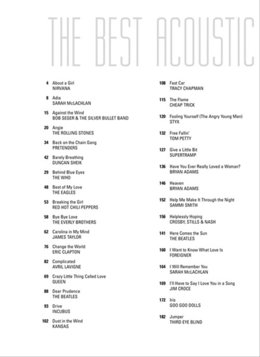 The Best Acoustic Rock Songs Ever by Various Piano Vocal