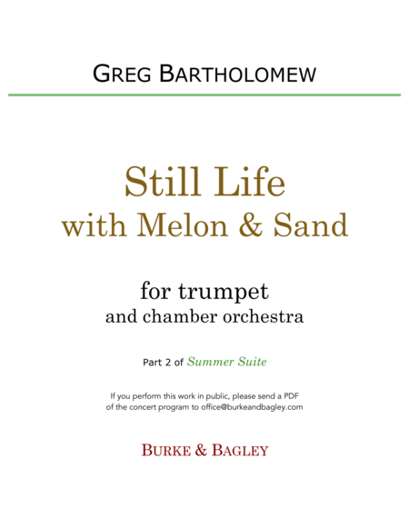 Still Life with Melon & Sand (trumpet & chamber orchestra) image number null