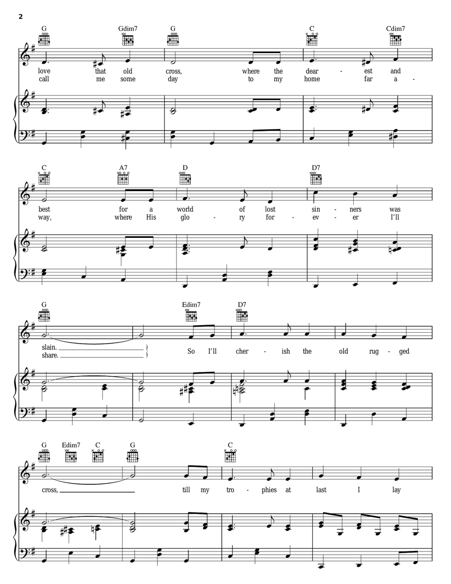 The Old Rugged Cross The Old Rugged Cross Piano, Vocal, Guitar scores gallery preview page 2