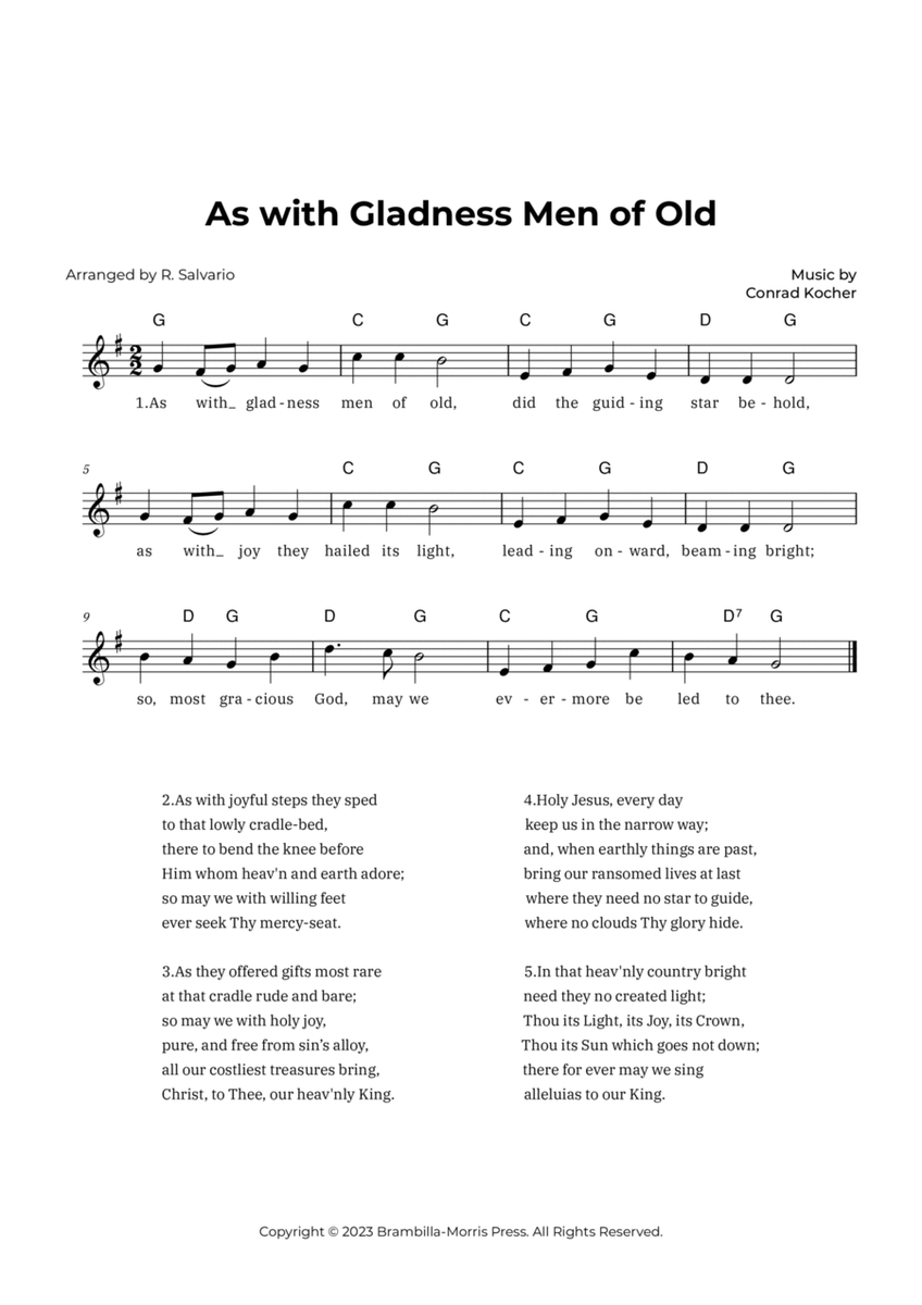 As with Gladness Men of Old (Key of G Major) image number null