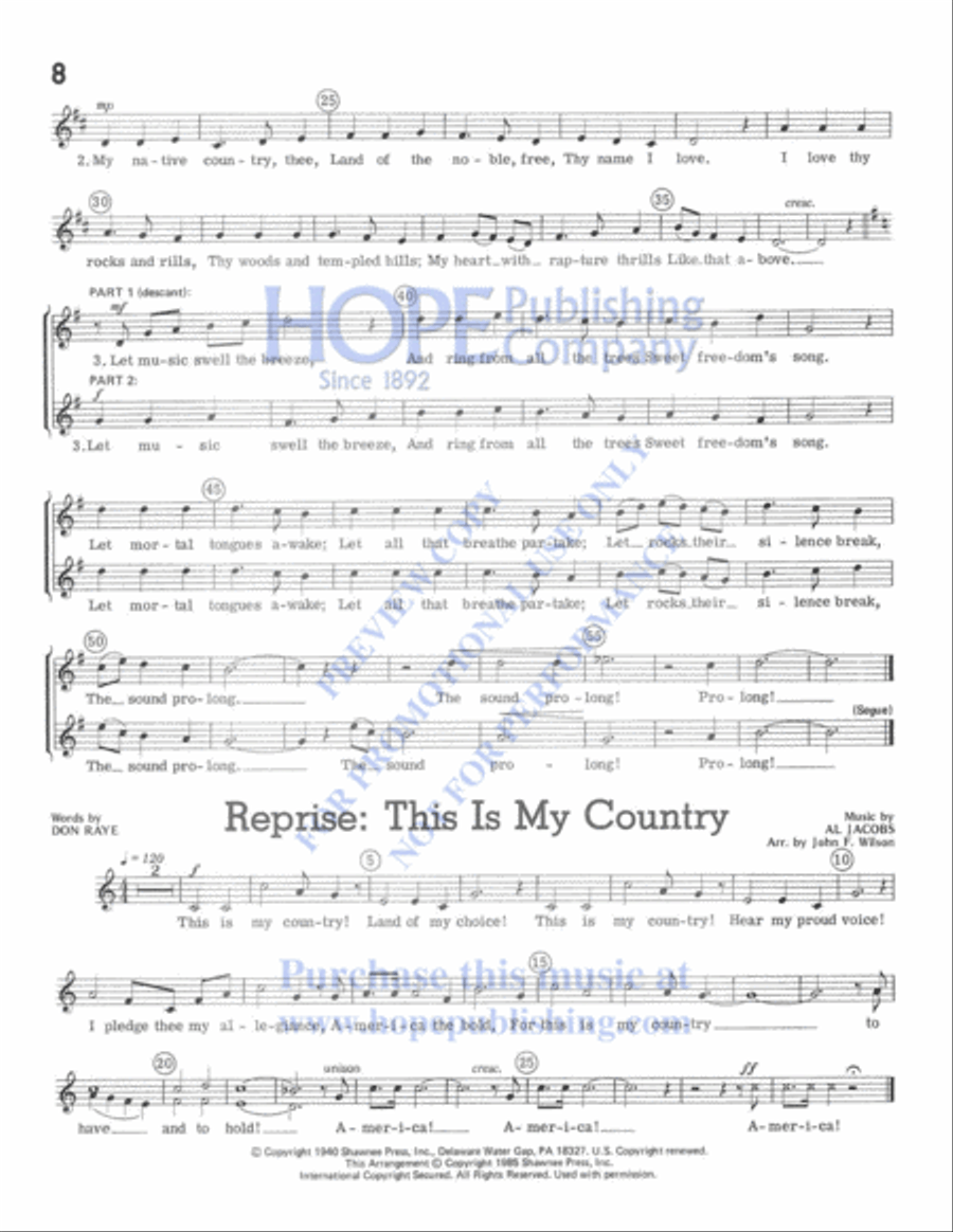 My Country My Country Unison Choir scores gallery preview page 9