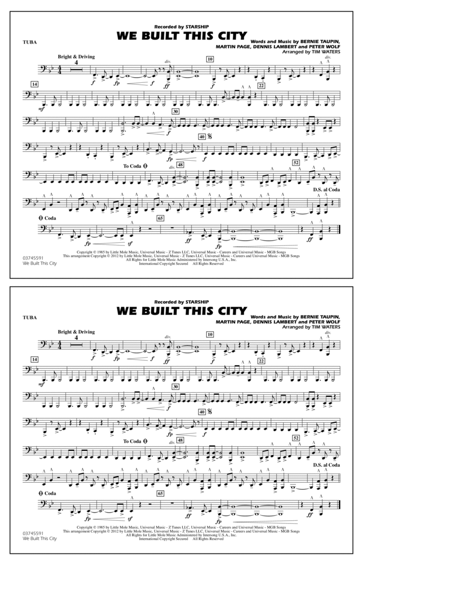 We Built This City - Tuba Marching Band scores gallery preview page 1
