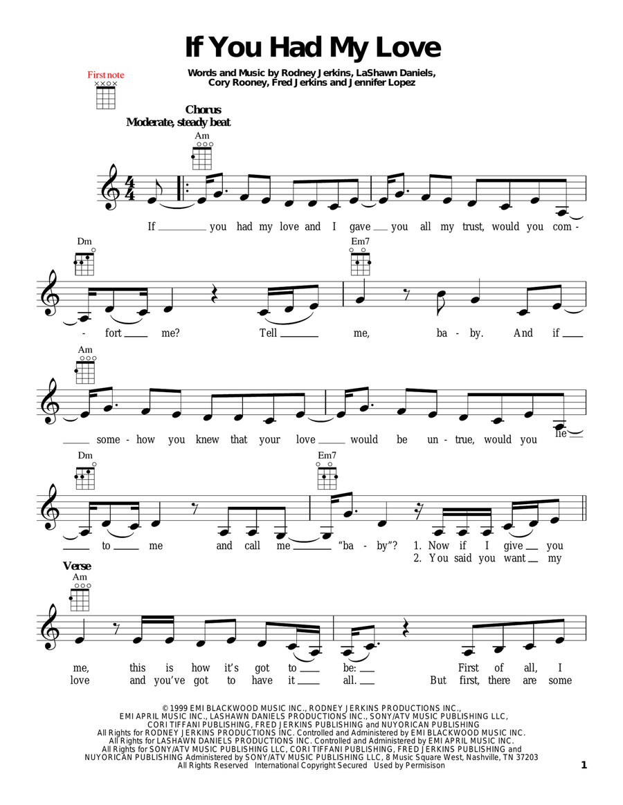 If You Had My Love Ukulele scores gallery preview page 1