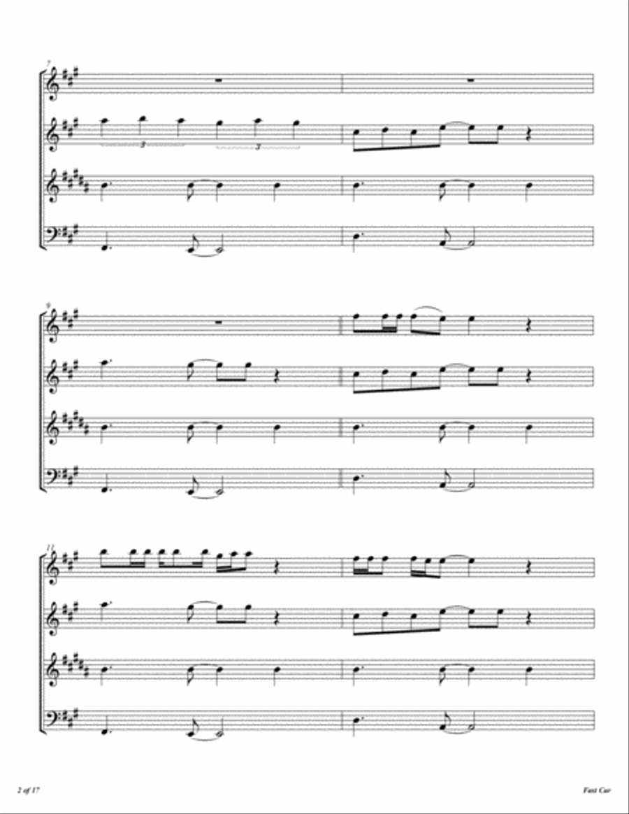 Fast Car Woodwind Quartet scores gallery preview page 3