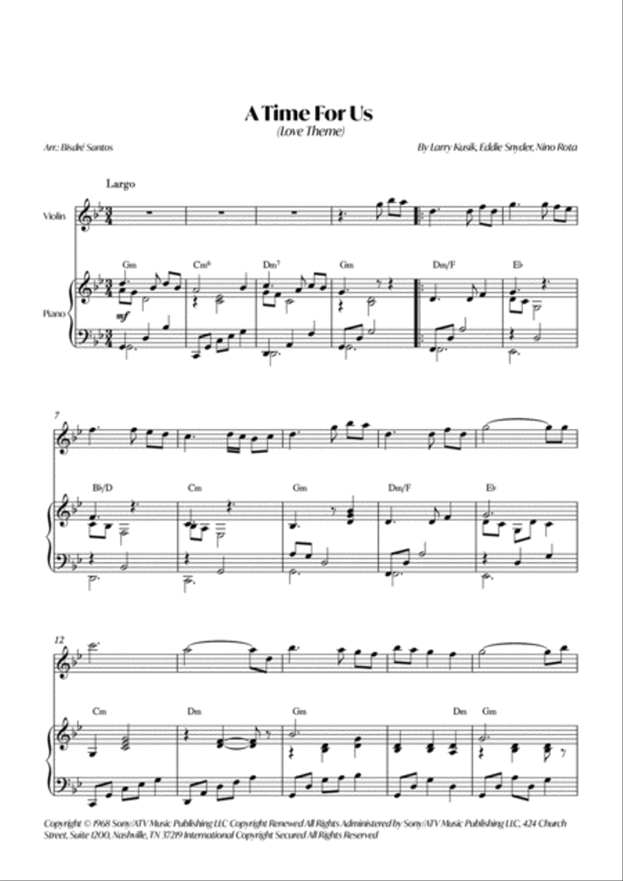 A Time For Us (love Theme) Violin Solo scores gallery preview page 2
