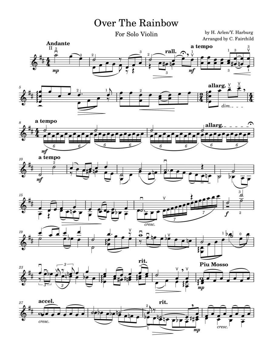 Over The Rainbow Violin Solo scores gallery preview page 1
