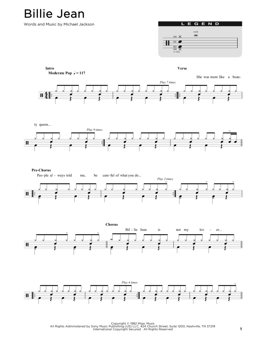 Billie Jean Drum Set scores gallery preview page 1