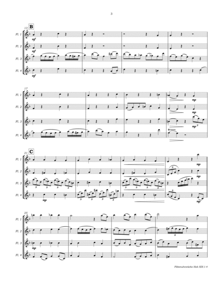 Flötenuhrstücke HobXIX 1-4 for Flute Quartet image number null
