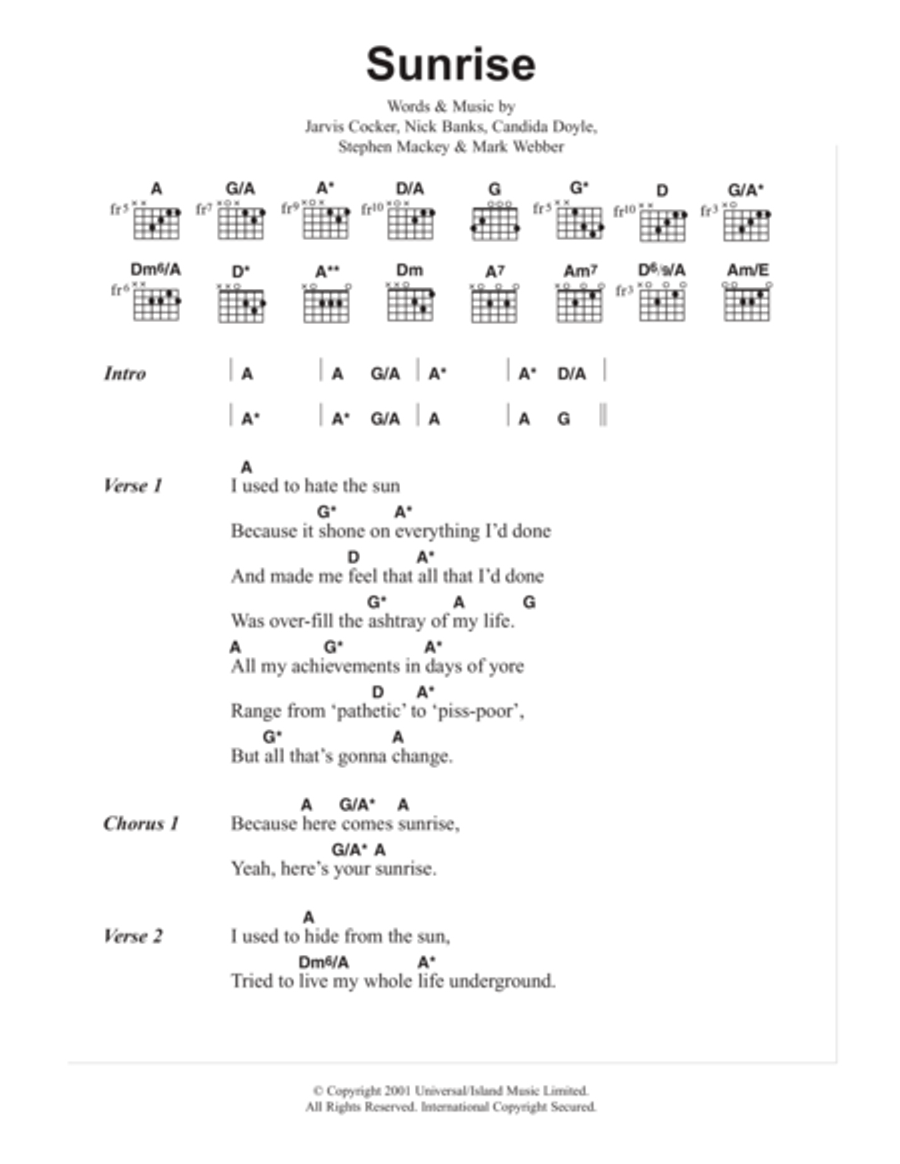 Sunrise Sunrise Acoustic Guitar scores gallery preview page 1