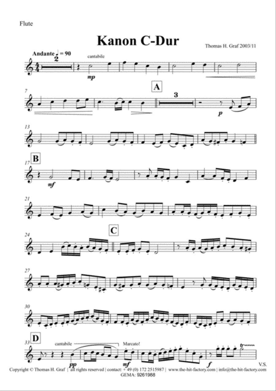 Kanon C-Major Wind Quintet Woodwind Quintet scores gallery preview page 4